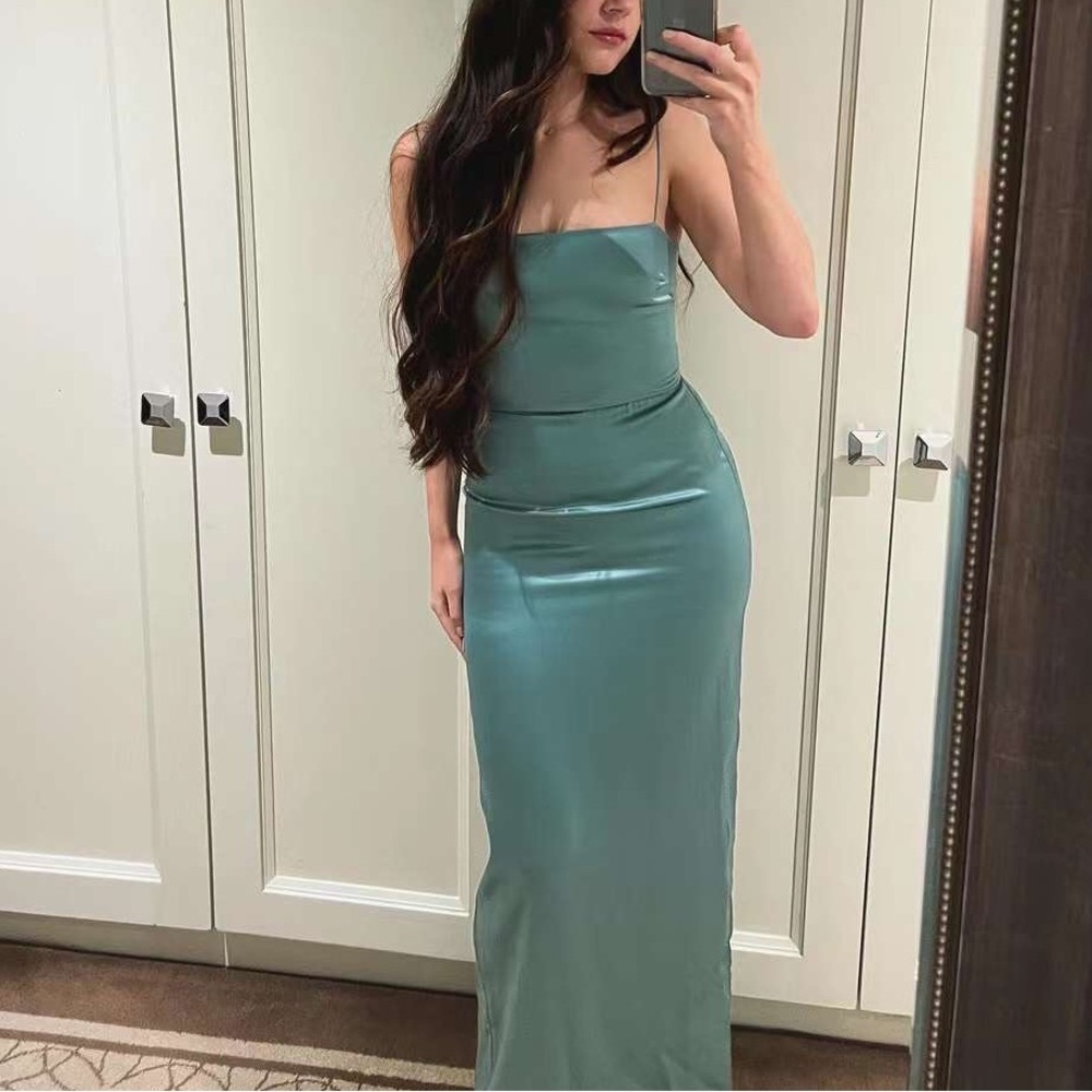 Reformation Frankie Silk Dress - Verdigris